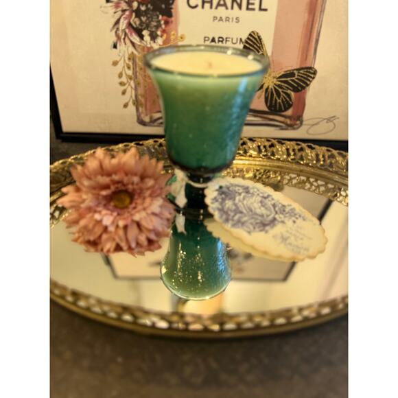 Candle in a Vintage crystal dish, Vintage Decor - Picture 1 of 4